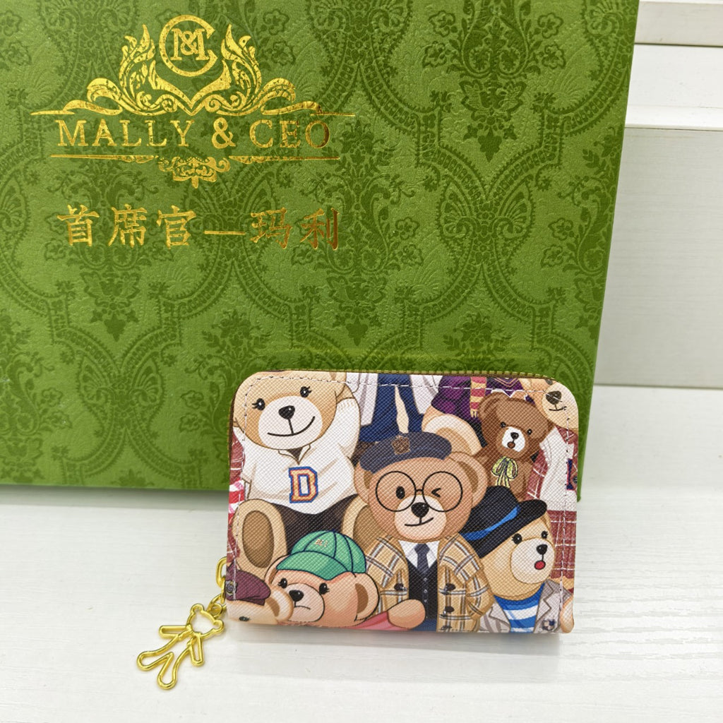 Cute Bear Card Holder – Wild Pull-Head Clutch & Coin Purse