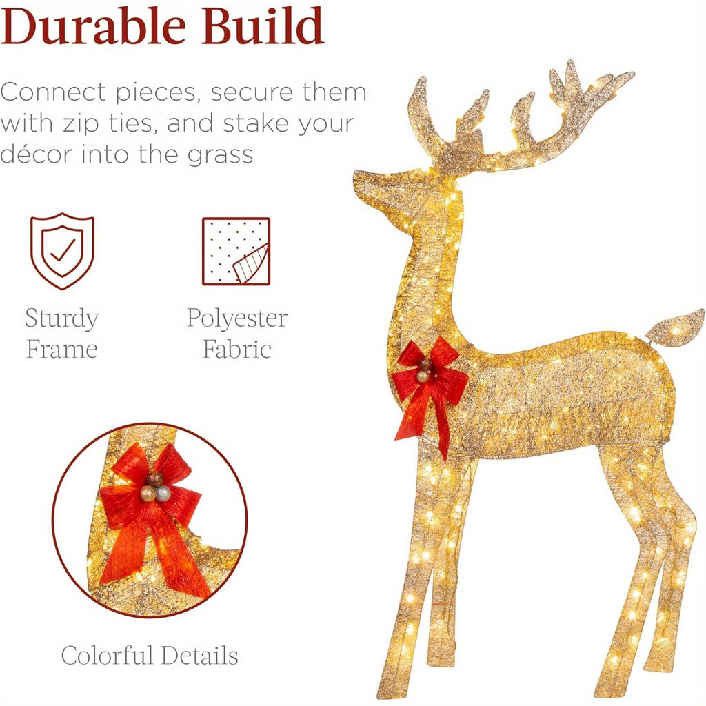 Golden Reindeer Set – 3-Piece Elegant Christmas Holiday Decorations