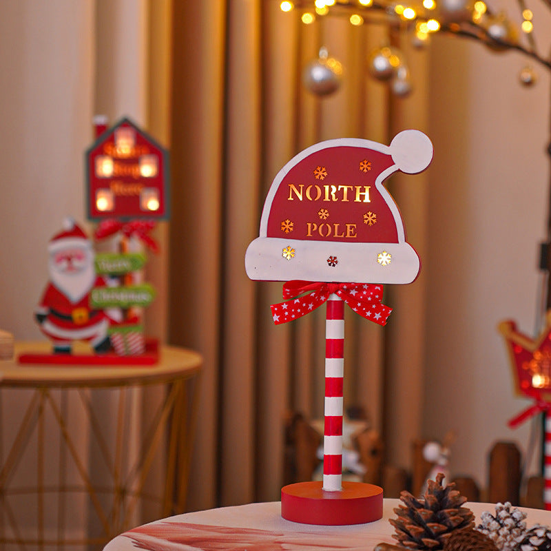 Christmas STOP Sign LED Wooden Light – Festive Colored Decorative Lamp