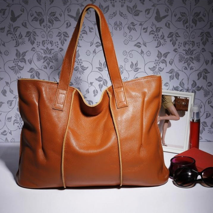 Top Grain Leather Single Shoulder Tote Bag