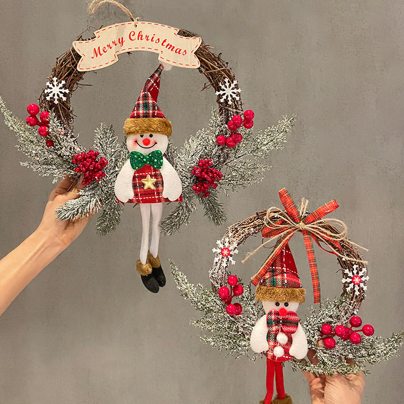Old Man, Snowman & Elk Vine Ring – Christmas Hanging Decoration