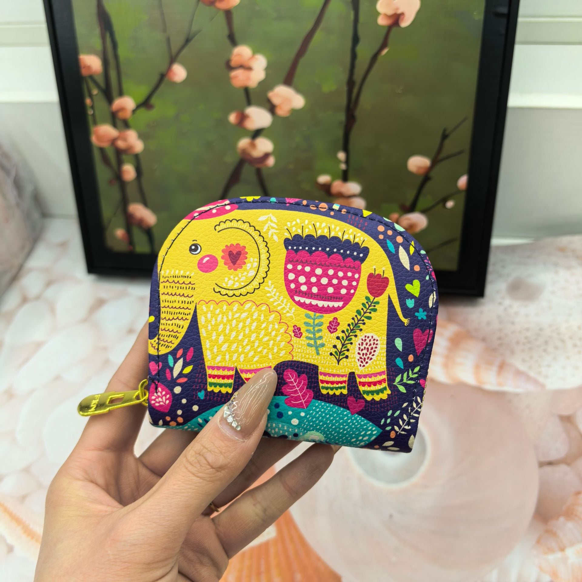 Women’s Ethnic Style Elephant Long Wallet – Organizer Clutch Purse
