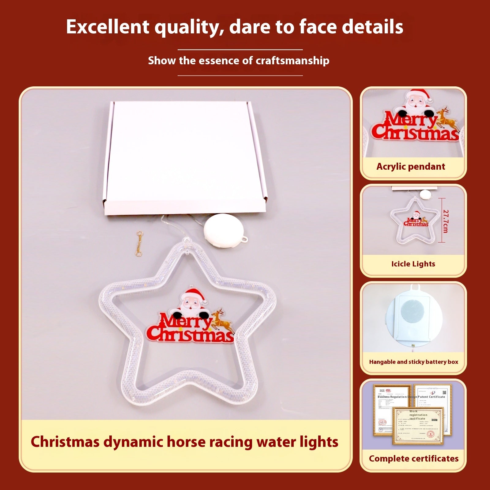 Christmas LED Pendant Decoration – Star Light for Festive Window and Door Décor