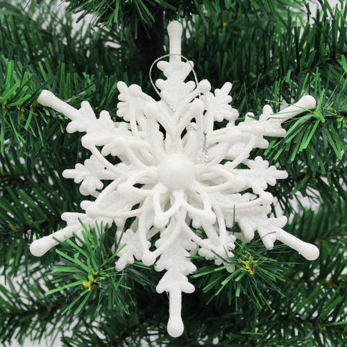 3D White Snowflake Ornaments – Christmas Tree Hanging Decorations, DIY Craft Snowflakes for Xmas & New Year