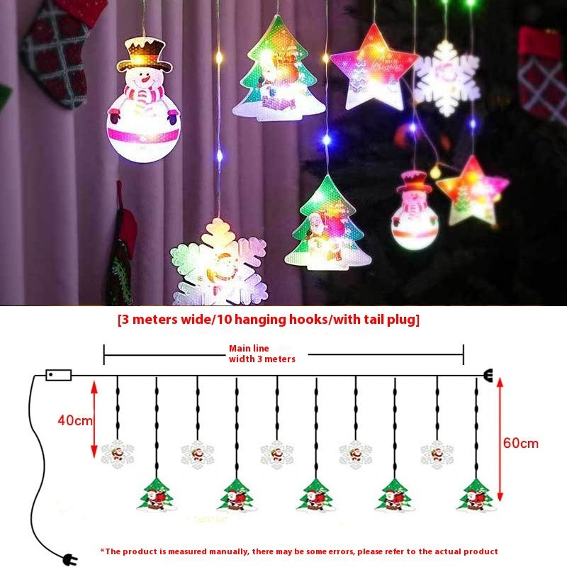 Painted Christmas Curtain Lights – Holiday Ambience Décor with Rubber-Covered Wire