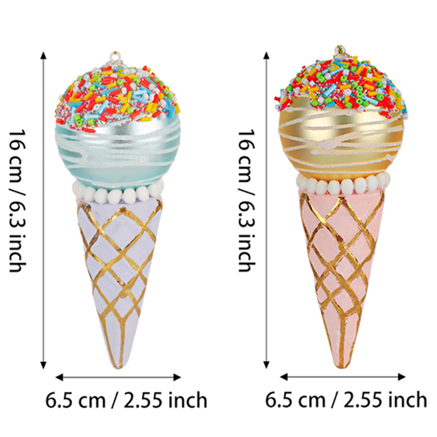 Simulation Ice Cream Christmas Pendant – Decorative Glass Ornament for Tree