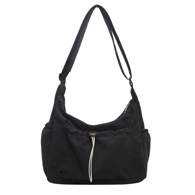 Pleated Single-shoulder Large-capacity Solid Color Canvas Bag