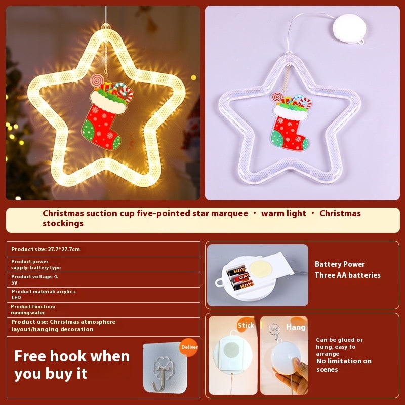 Christmas LED Pendant Decoration – Star Light for Festive Window and Door Décor