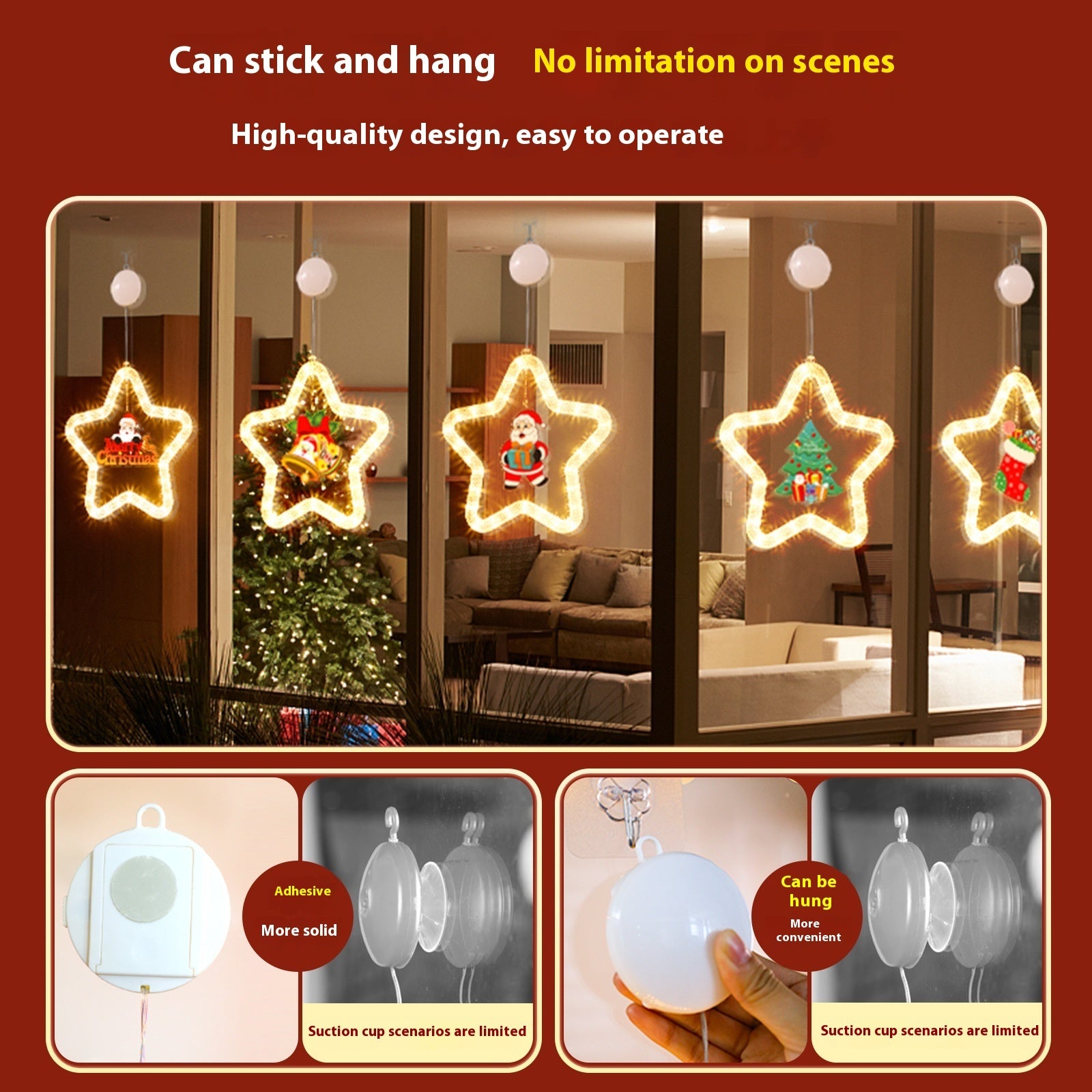 Christmas LED Pendant Decoration – Star Light for Festive Window and Door Décor