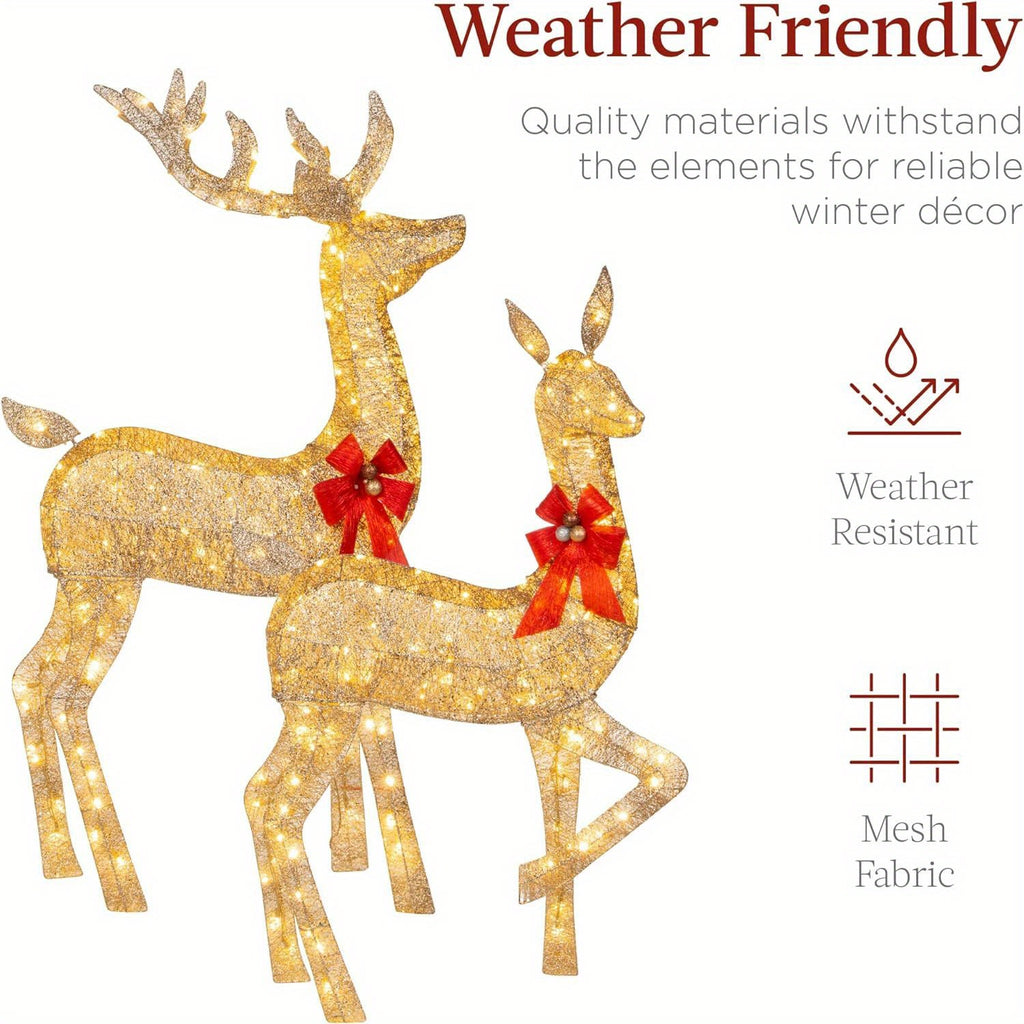 Golden Reindeer Set – 3-Piece Elegant Christmas Holiday Decorations