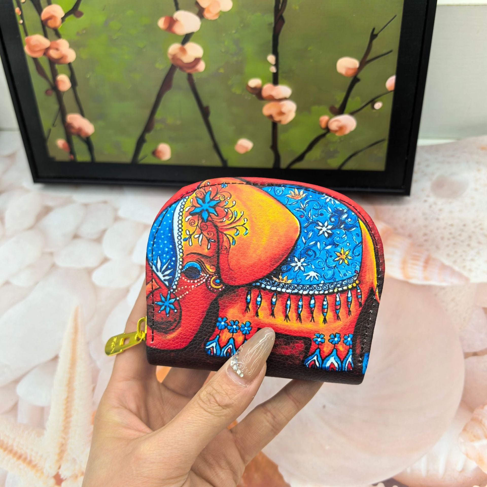 Women’s Ethnic Style Elephant Long Wallet – Organizer Clutch Purse