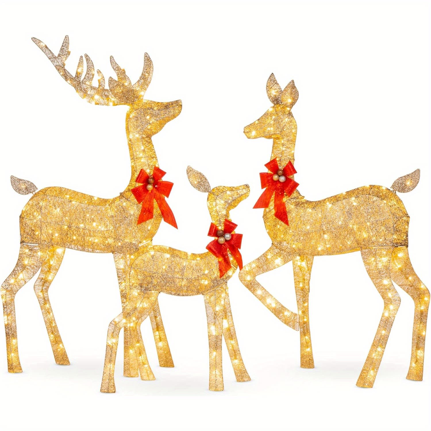 Golden Reindeer Set – 3-Piece Elegant Christmas Holiday Decorations
